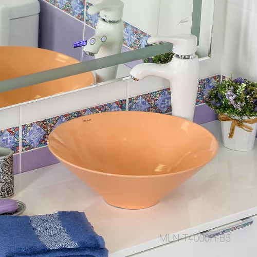 Раковина MELANA MLN-7020-B5(T4006H-B5) (персиковая), изображение 3