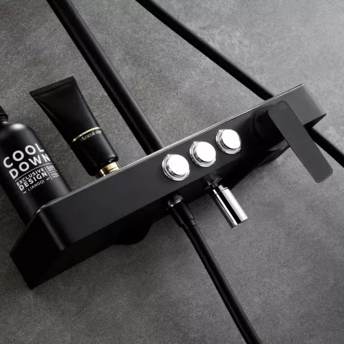 Душевая система MELANA-610501B MALE нерж.сталь, с тропическим душем, лейкой, изображение 3