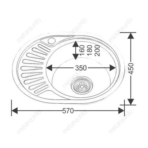 Мойка 5745 U MELANA 0,6/0,8/160 врезная  с сифоном, Внешний вид: толщина 0,6, изображение 2