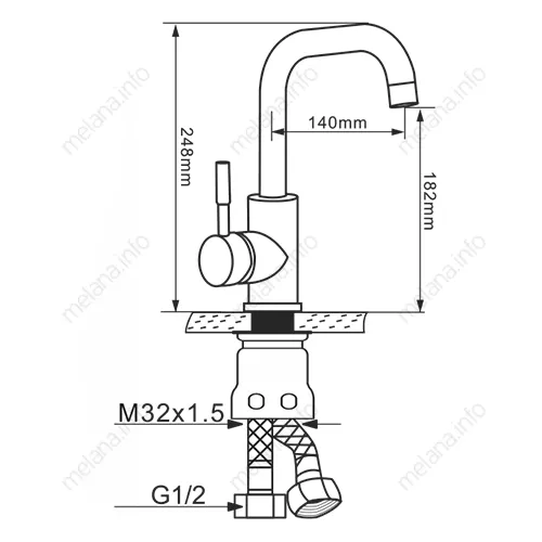 Смеситель д/кухни MELANA-F6102 нерж.сталь, однорычажный, сатин, изображение 3