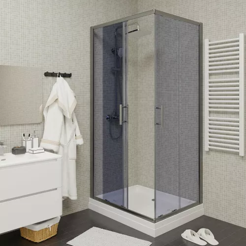 Душевой уголок Quadro QZ71S/QZ81S PARLY с поддоном, тонированное, Цвет стекла: тонированное, Цвет профиля: Хром, Выбрать размер: 100х70, изображение 2