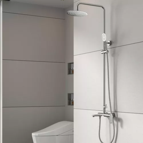 Душевая система MELANA-610605 Paola Hi-tech нерж.сталь, с тропическим душем, лейкой