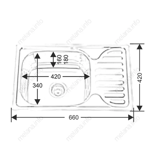 Мойка 6642 U MELANA 0,6/0,8/160 врезная  с сифоном, Внешний вид: толщина 0,6, изображение 4