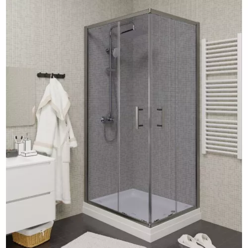 Душевой уголок Quadro QZ71S/QZ81S PARLY с поддоном, тонированное, Цвет стекла: тонированное, Цвет профиля: Хром, Выбрать размер: 100х70