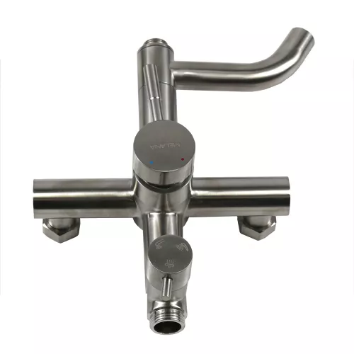 Душевая система MELANA-610107 Tondo нерж.сталь, с тропическим душем, лейкой и смесителем, Выбрать цвет: Хром, изображение 4