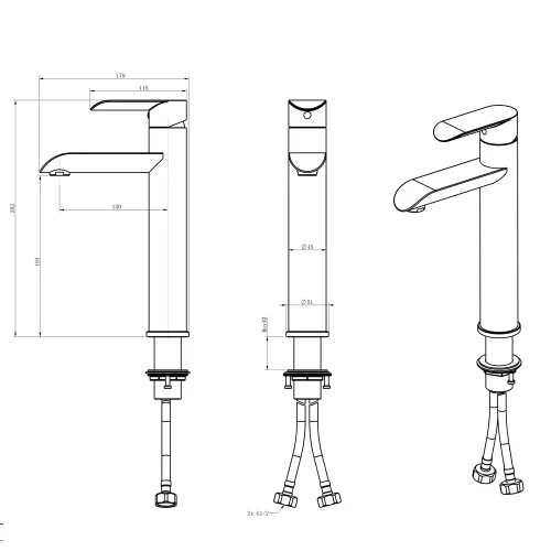 Смеситель д/ум MELANA-610602 Paola Hi-tech нерж.сталь, однорычажный, сатин, литой излив, изображение 2