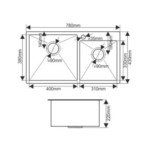 Мойка S7843HG MELANA ProfLine 3,0/220 ЗОЛОТО 2-я чаша, врезная, Выбрать цвет: Золото, изображение 4