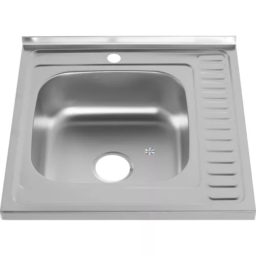 Мойка 6060 L/R  MELANA 0,6/160 декор/полированная  накладная  с сифоном, Внешний вид: Покрытие декор, Ориентация: левая, изображение 2