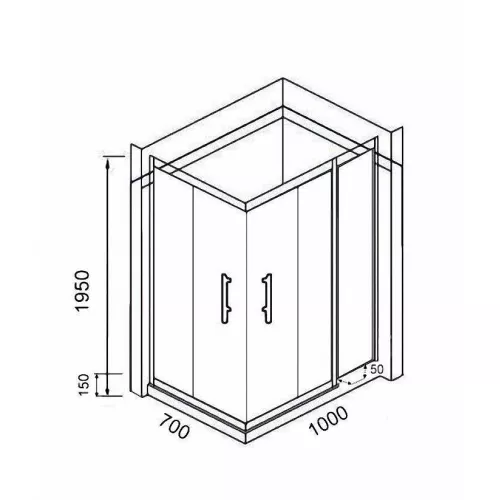 Душевой уголок QZ71B/QZ81B  PARLY низкий поддон, Цвет стекла: прозрачное, Цвет профиля: Черный, Выбрать размер: 100х70, изображение 3