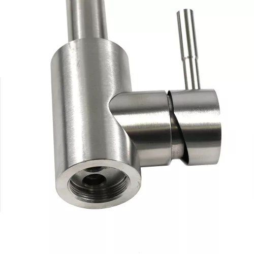 Смеситель д/кухни MELANA-610103 Tondo нерж.сталь, однорычажный, сатин, литой излив, Выбрать цвет: Хром, изображение 7