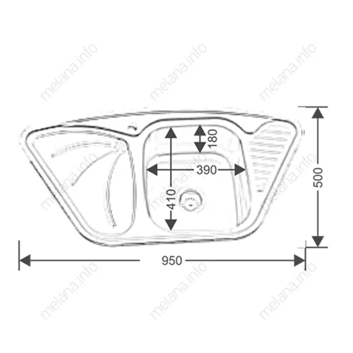 Мойка 9550А MELANA 0,8/180 врезная  с сифоном, изображение 2