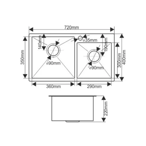 Мойка S7240HG MELANA ProfLine 3,0/220 ЗОЛОТО 2-я чаша, врезная, Выбрать цвет: Золото, изображение 2
