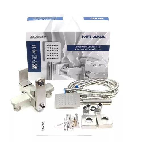 Смеситель д/ванны MELANA-610205 Cubo нерж.сталь, однорычажный, сатин, литой излив, изображение 2
