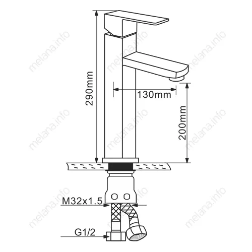 Смеситель д/ум MELANA-F6110 нерж.сталь, однорычажный, сатин, литой излив, изображение 2
