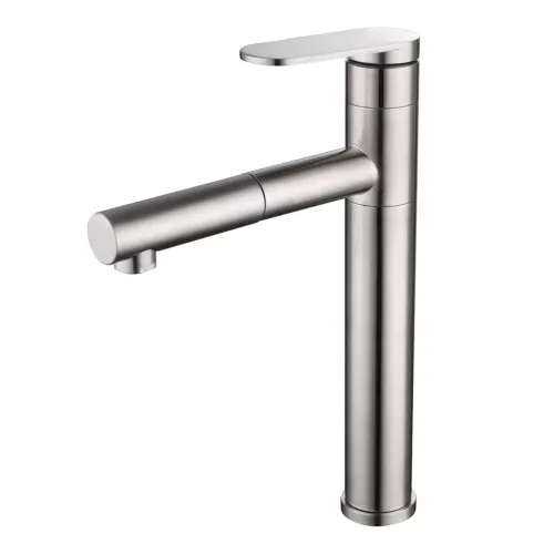 Смеситель д/кухни MELANA-610303 Stello нерж.сталь, однорычажный, сатин, вытяжной излив, изображение 4