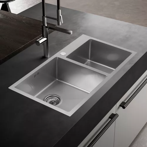 Мойка S7843H MELANA ProfLine 3,0/220 САТИН 2-я чаша, врезная, Выбрать цвет: Сатин, изображение 2