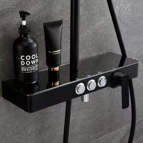 Душевая система MELANA-610501B MALE нерж.сталь, с тропическим душем, лейкой, изображение 5