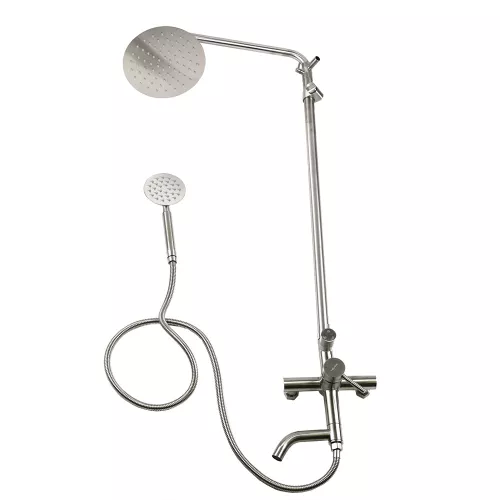 Душевая система MELANA-610107 Tondo нерж.сталь, с тропическим душем, лейкой и смесителем, Выбрать цвет: Хром, изображение 6