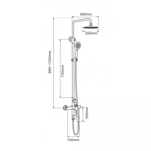 Душевая система MELANA-F1003P нерж.сталь, с тропическим душем, лейкой и смесителем, полированная, изображение 2