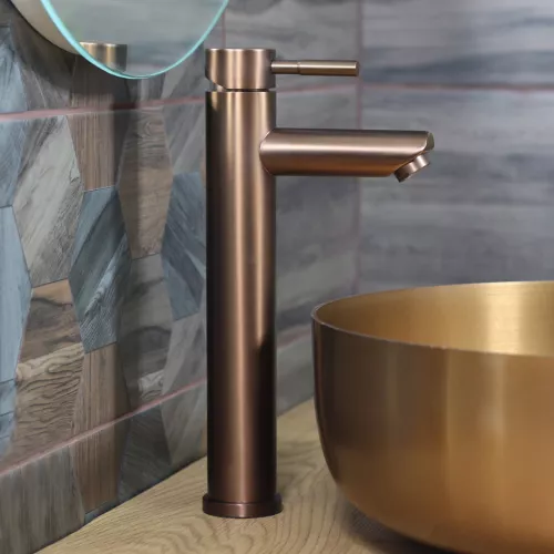 Смеситель д/ум MELANA-610102PVD-Br Tondo нерж.сталь, однорычажный, бронза, Выбрать цвет: Бронза