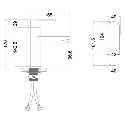 Смеситель д/ум MELANA-610301 Stello нерж.сталь, однорычажный, сатин, литой излив, изображение 3