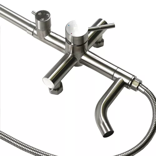 Душевая система MELANA-610107 Tondo нерж.сталь, с тропическим душем, лейкой и смесителем, Выбрать цвет: Хром, изображение 3