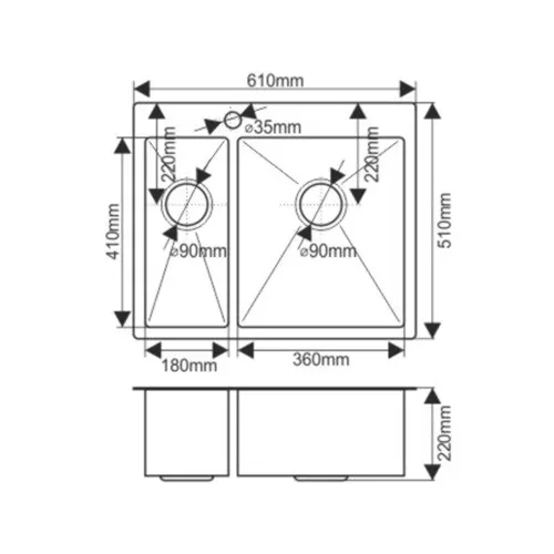 Мойка H6151S MELANA ProfLine 3,0/200 САТИН врезная  с коландером, изображение 2