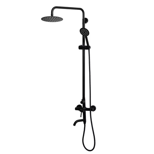 Душевая система MELANA-610107B Tondo нерж.сталь, черный, с тропическим душем, лейкой и смесителем, Выбрать цвет: Черный, изображение 2