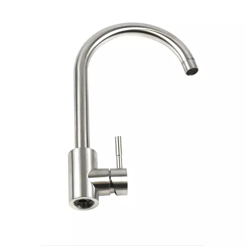 Смеситель д/кухни MELANA-610103 Tondo нерж.сталь, однорычажный, сатин, литой излив, Выбрать цвет: Хром, изображение 6