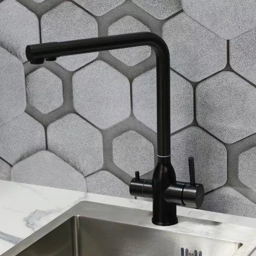 Смеситель д/кухни MELANA -610304PVD-B Stello,графит,нерж.сталь,с переключателем на фильтр,однорыч., Выбрать цвет: Черный
