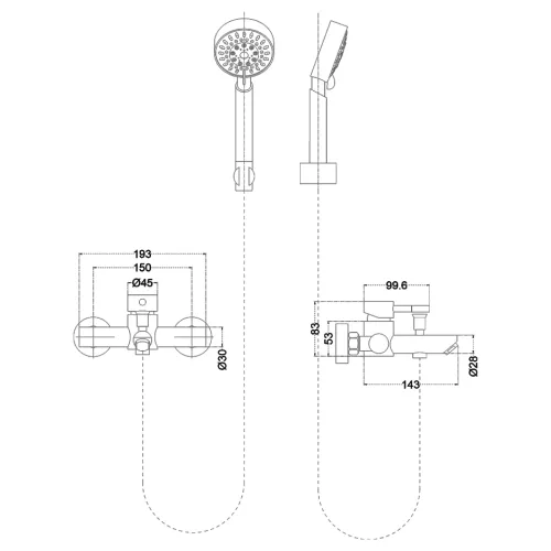 Смеситель д/ванны MELANA-610105 Tondo нерж.сталь, однорычажный, сатин, литой излив, изображение 2