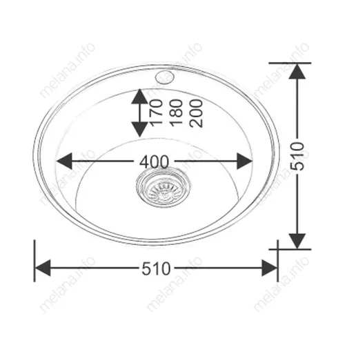 Мойка 510 MELANA 0,8/180 врезная  с сифоном, Внешний вид: Полированная, изображение 4