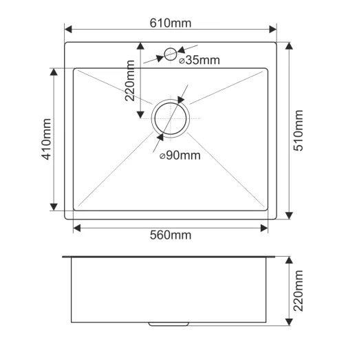 Мойка H6151/2 MELANA ProfLine 3,0/200 САТИН врезная  без коландера, изображение 2