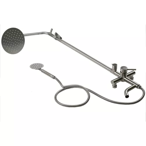 Душевая система MELANA-610107 Tondo нерж.сталь, с тропическим душем, лейкой и смесителем, Выбрать цвет: Хром, изображение 14