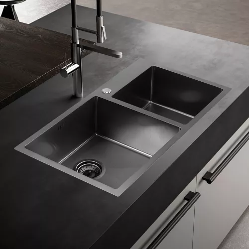 Мойка S7843HB MELANA ProfLine 3,0/220 ГРАФИТ 2-я чаша, врезная, Выбрать цвет: Графит, изображение 2