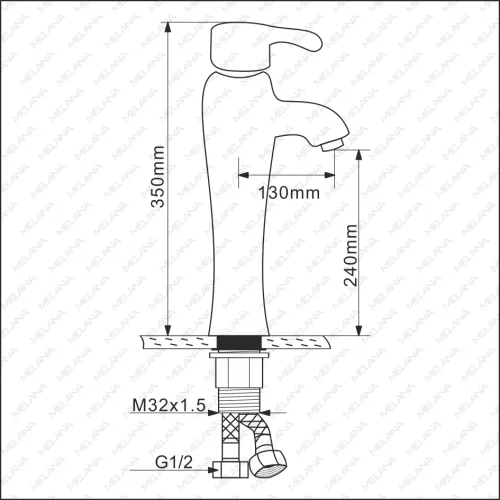 Смеситель д/ум MLN-F-001CBK керамический, однорычажный, черный, высокий, Выбрать цвет: Черный, изображение 2