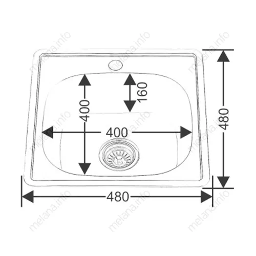 Мойка 4848 MELANA 0,6/160 врезная  с сифоном, Внешний вид: с сифоном, изображение 4