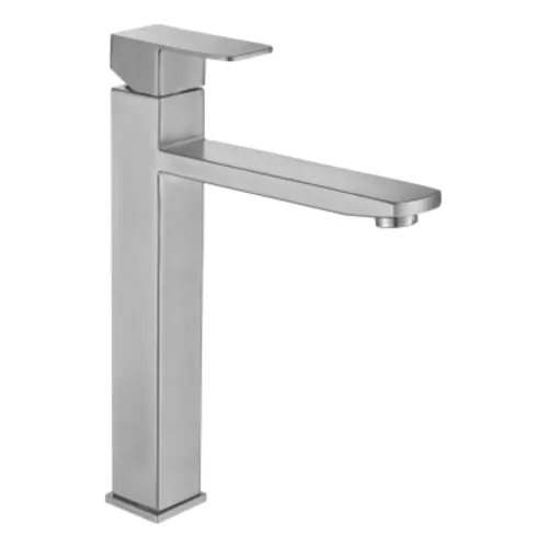 Смеситель д/ум MELANA-610202 Cubo нерж.сталь, однорычажный, сатин, литой излив, изображение 2