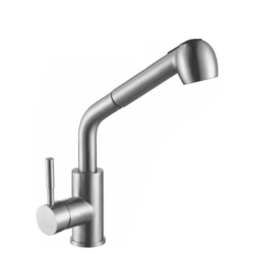 Смеситель д/кухни MELANA-F8109 нерж.сталь, однорычажный, сатин, вытяжной излив, изображение 4