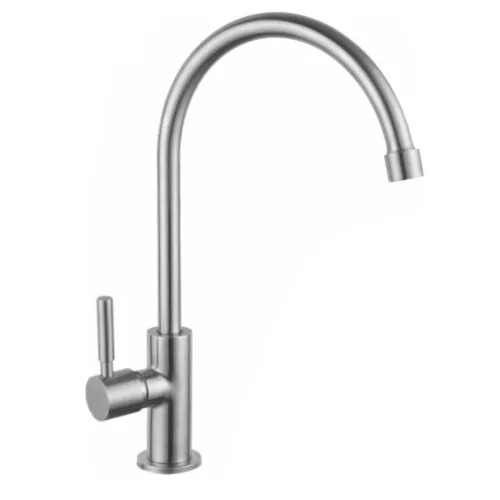 Кран для кухни водоразборный (МОНО) MELANA-F6113 нерж.сталь, однорычажный, сатин, изображение 3