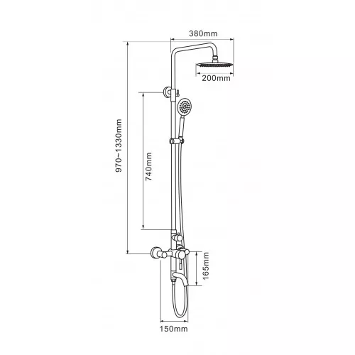 Душевая система MELANA-F1001P нерж.сталь, с тропическим душем, лейкой и смесителем, полированная, изображение 2