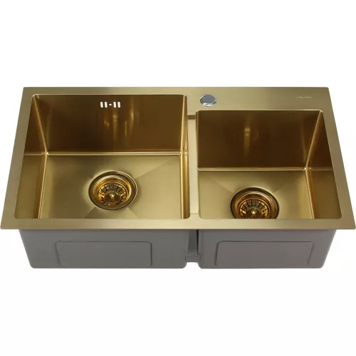 Мойка S7240HG MELANA ProfLine 3,0/220 ЗОЛОТО 2-я чаша, врезная, Выбрать цвет: Золото