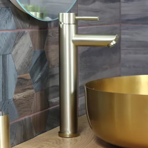 Смеситель д/ум MELANA-610102PVD-G Tondo нерж.сталь, однорычажный, золото, Выбрать цвет: Золото