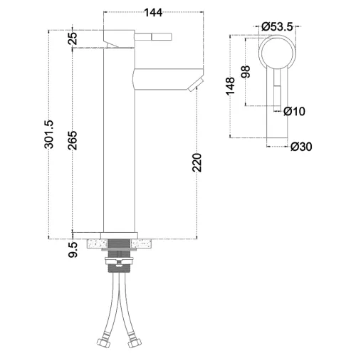 Смеситель д/ум MELANA-610102B Tondo нерж.сталь, однорычажный, черный, литой излив, Выбрать цвет: Черный, изображение 3