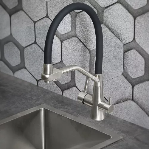 Смеситель д/кухни с гибким изливом и фильтром питьевой воды MELANA UNIQUI MLN-610701