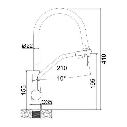 Смеситель д/кухни с гибким изливом и фильтром питьевой воды MELANA UNIQUI MLN-610701, изображение 3