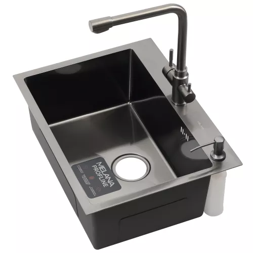 Мойка MLN-D6045HB +3 графит MELANA ProfLine 3,0/220 комплект мойки из нержавеющей стали 3 в 1, изображение 2