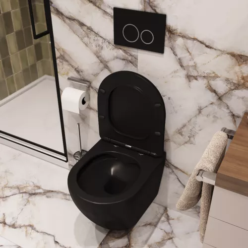 Унитаз Ceruttispa TICINO Aria MB CT8918 подвесной безободковый черный матовый, изображение 3