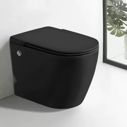 Санфаянс: Унитаз Ceruttispa CT10199 SELLA Pulse MB приставной с функцией импульсного смыва, безободковый, чёрный матовый 1 в магазине Акватория