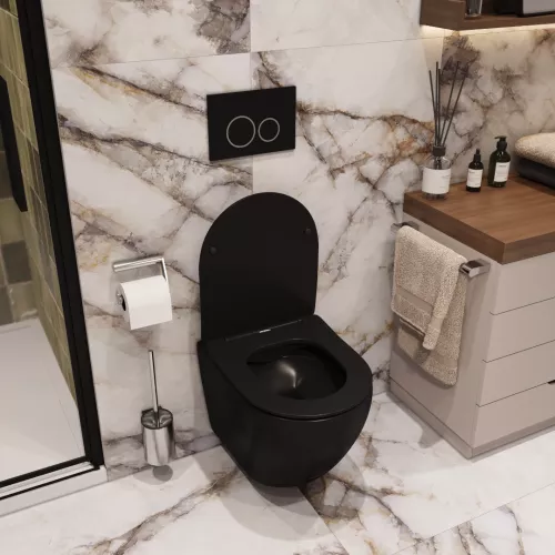 Унитаз Ceruttispa TICINO Aria MB CT8918 подвесной безободковый черный матовый, изображение 4